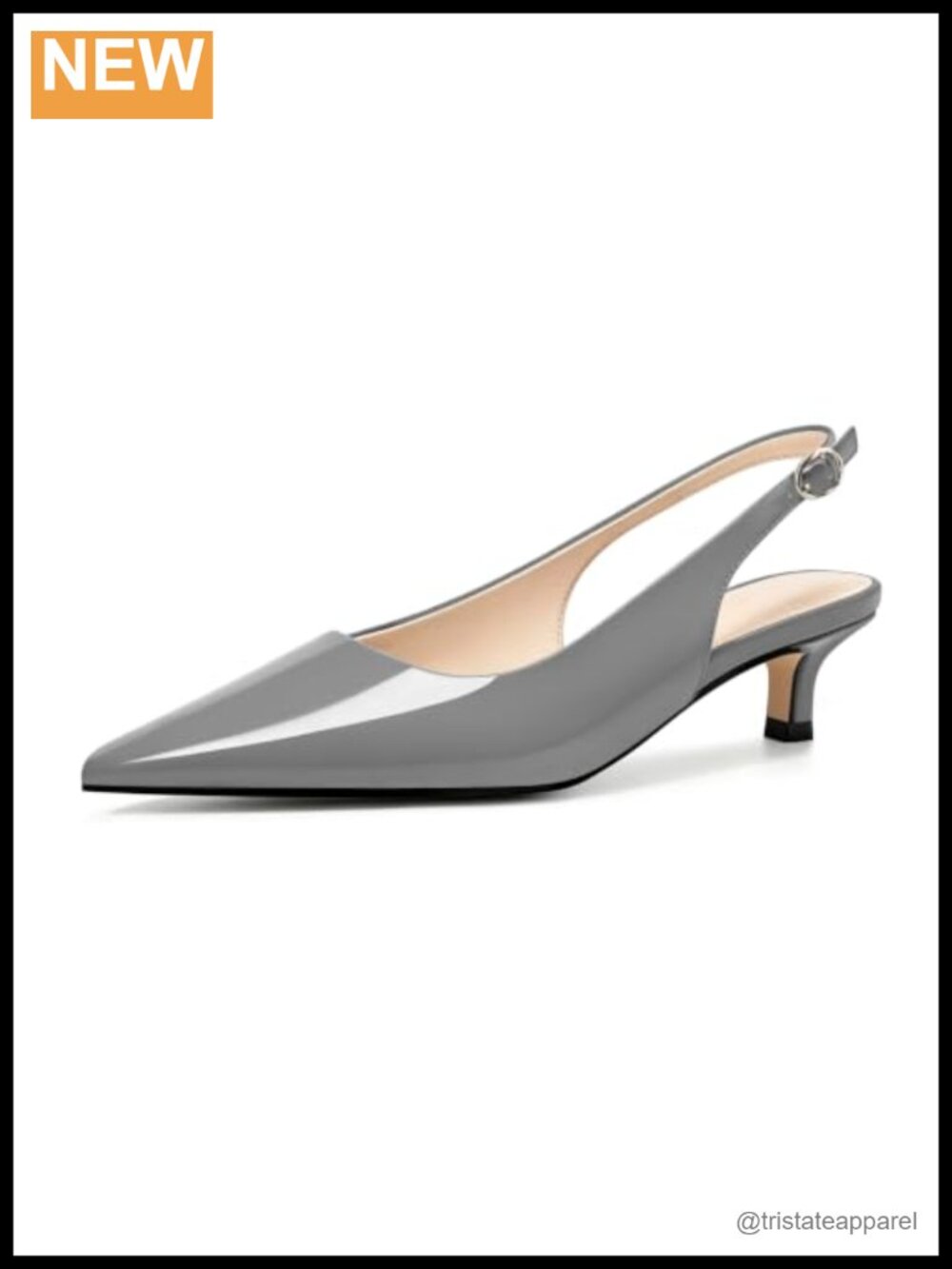 Slingback Kitten Heel Pointed Toe Faux Leather Pumps 1.5 Inch Dress Shoes